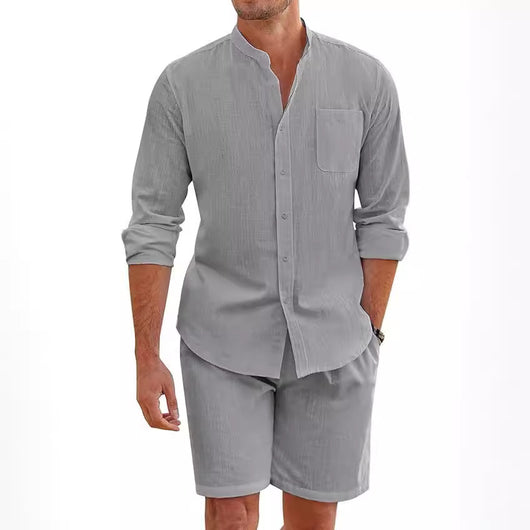 Conjunto de Camisa y Shorts en Algodón Lino para Hombre - Image 4