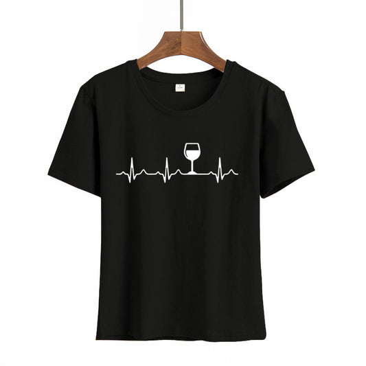 Blusa Estampada Cuello Redondo Manga Corta para Mujer