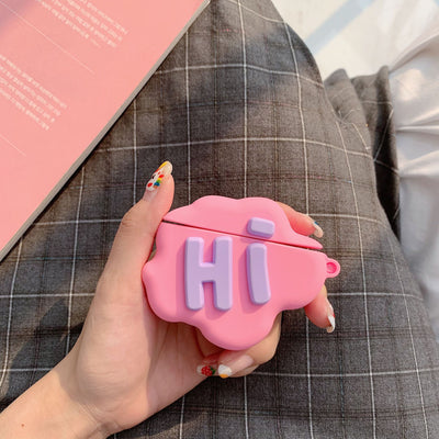 Funda AirPods 2 de Silicona Suave - Diseño 3D Cloud Letter HI BYE - Image 3