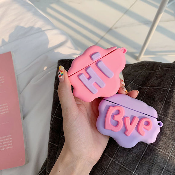 Funda AirPods 2 de Silicona Suave - Diseño 3D Cloud Letter HI BYE
