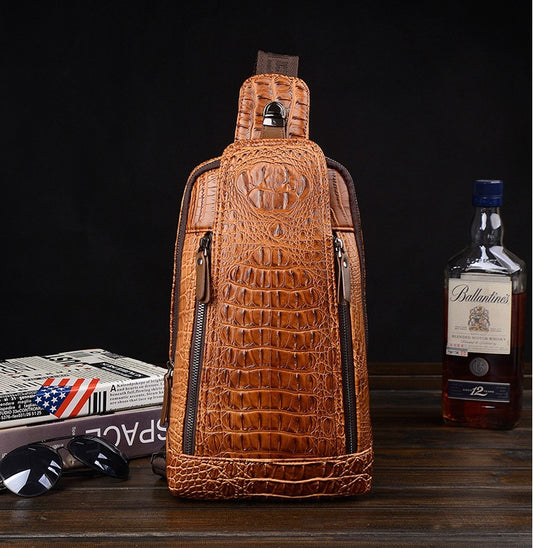 Bolsa Bandolera Hombre Patrón Cocodrilo - Estilo Moderno y Funcional