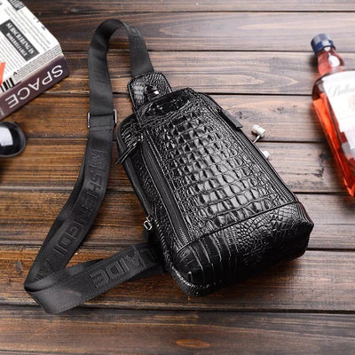 Bolsa Bandolera Hombre Patrón Cocodrilo - Estilo Moderno y Funcional - Image 3