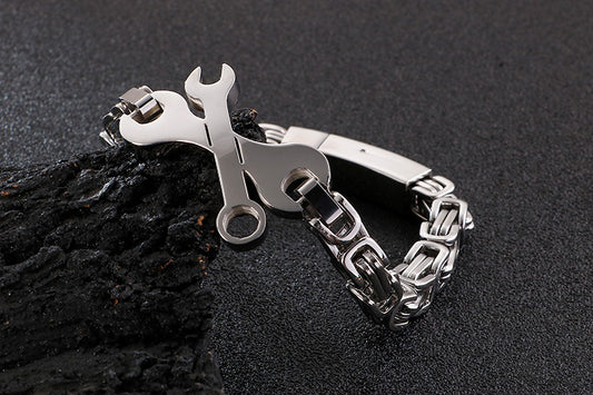Pulsera Cadena Circular Emperador de Acero Titanio