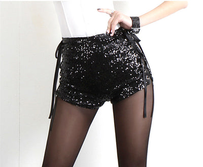 Shorts Brillantes Cintura Alta con Detalles Recortados - Image 3