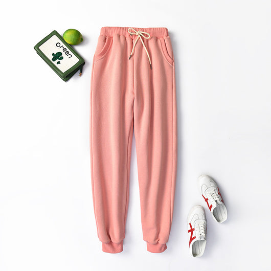 Pantalones Deportivos Talla Grande Cintura Alta Lana de Cordero Holgados - Image 14