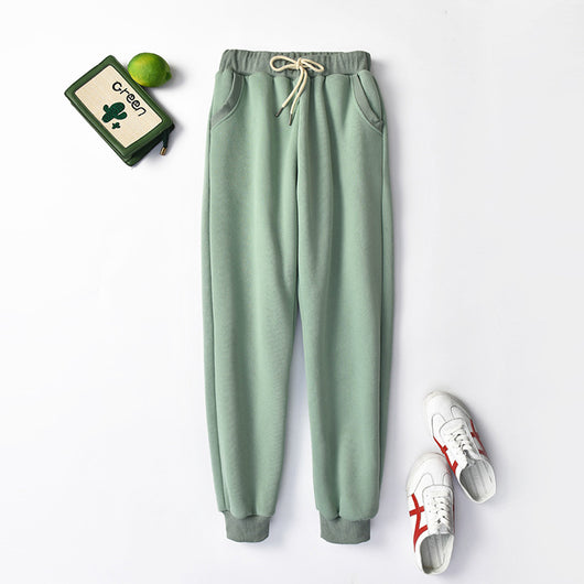 Pantalones Deportivos Talla Grande Cintura Alta Lana de Cordero Holgados - Image 8