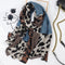 Pañuelo Largo de Algodón y Lino con Estampado de Leopardo para Mujer