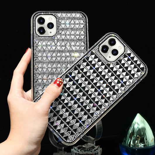 Funda de Celular Apple con Cristales de Diamante y Triángulo Geométrico
