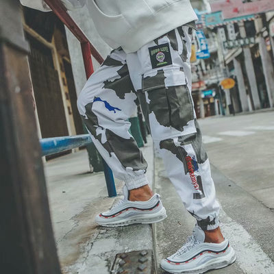 Overol Blanco Camuflaje Hombre Marca Japonesa Tendencia Suelta