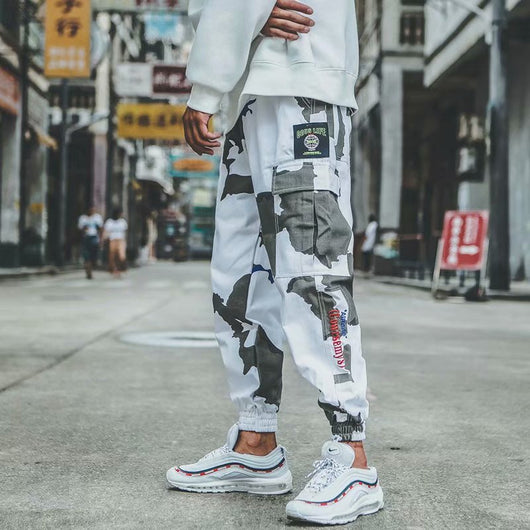 Overol Blanco Camuflaje Hombre Marca Japonesa Tendencia Suelta - Image 4