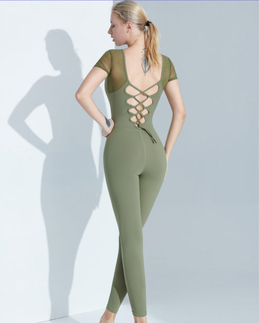 Traje de Yoga Aéreo con Malla Transpirable y Costuras Reforzadas