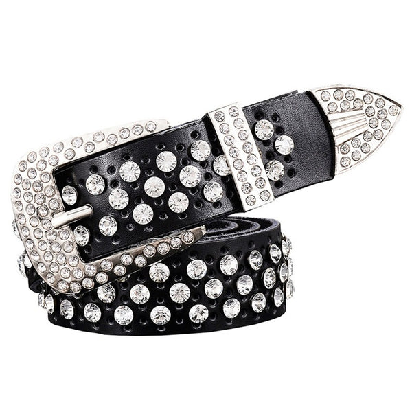 Cinturón de Cuero con Strass Gypsophila para Mujer
