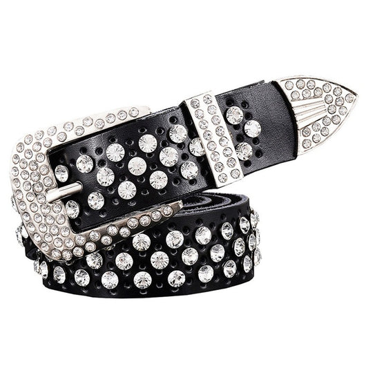 Cinturón de Cuero con Strass Gypsophila para Mujer