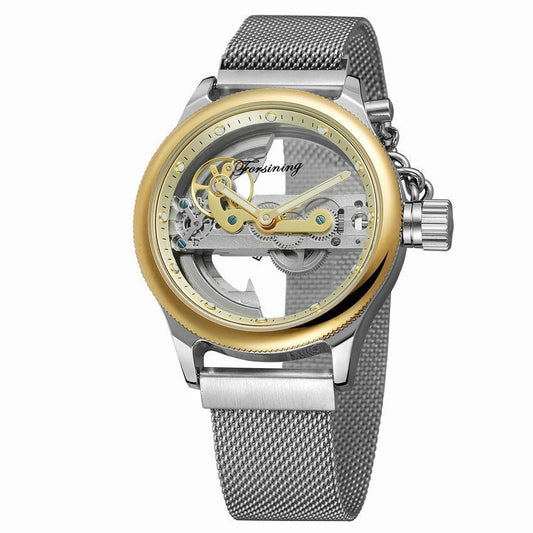Reloj Automático Tourbillon con Correa de Malla Resistente al Agua