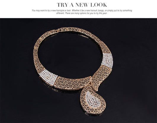 Juego de Accesorios para Vestir Chapado en Oro con Diamantes - Image 3