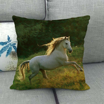 Funda de Almohada Lino Estampado con Patrón de Caballo - Image 36