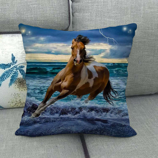 Funda de Almohada Lino Estampado con Patrón de Caballo - Image 29