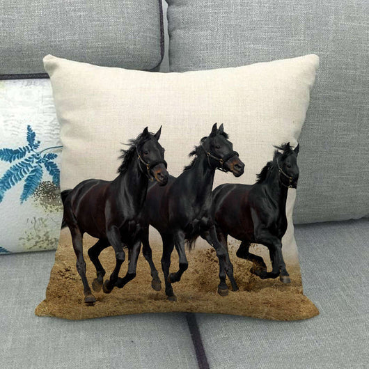 Funda de Almohada Lino Estampado con Patrón de Caballo - Image 37