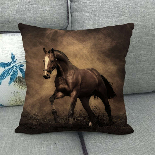 Funda de Almohada Lino Estampado con Patrón de Caballo - Image 44
