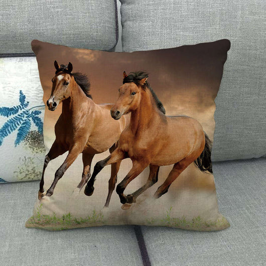 Funda de Almohada Lino Estampado con Patrón de Caballo - Image 39