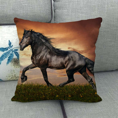 Funda de Almohada Lino Estampado con Patrón de Caballo - Image 41