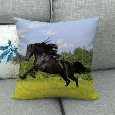 Funda de Almohada Lino Estampado con Patrón de Caballo - Image 3
