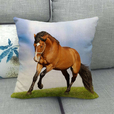 Funda de Almohada Lino Estampado con Patrón de Caballo - Image 9