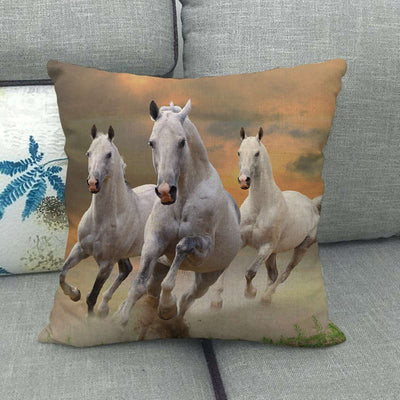 Funda de Almohada Lino Estampado con Patrón de Caballo - Image 15