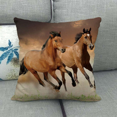 Funda de Almohada Lino Estampado con Patrón de Caballo - Image 11