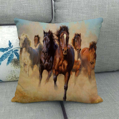Funda de Almohada Lino Estampado con Patrón de Caballo - Image 13