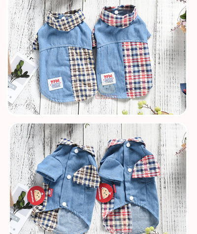 Camisa Cuadriculada de Verano para Mascotas Bichón Poodle - Ropa de Dos Patas - Image 5