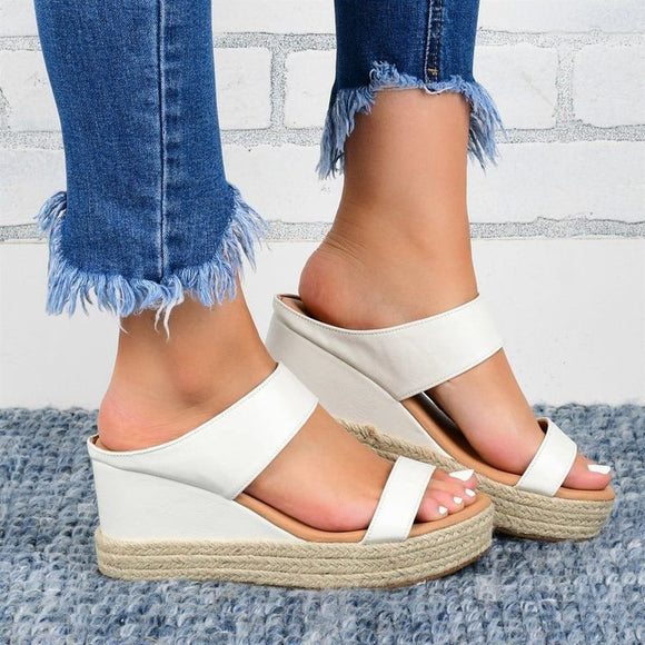 Sandalias Plataforma Cuña Trenzadas en Cáñamo Talla Grande para Mujer