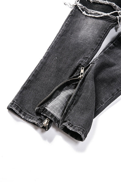 Pantalones de Cuero y Denim para Motocicleta Estilo Urbano Negro - Image 2