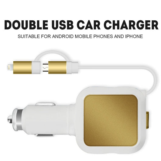 Cargador Dual USB Retráctil para Auto 2 en 1 - Image 4