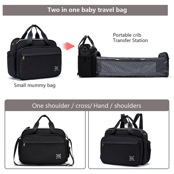 Cuna Portátil Convertible 2 en 1 con Bolsa Mensajero