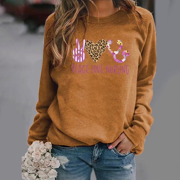 Suéter Estampado de Cuello Redondo y Manga Larga para Mujer
