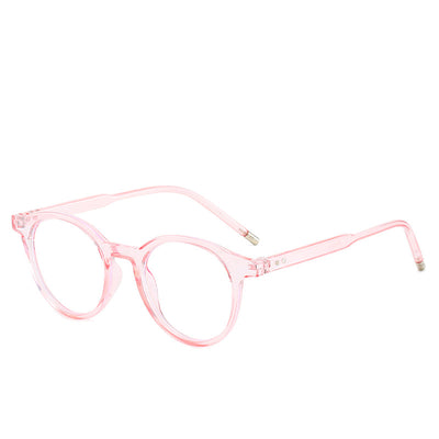 Round tortoise-patterned anti-blue light glasses with clear lenses, shown with a black zippered hard case. - Image 10