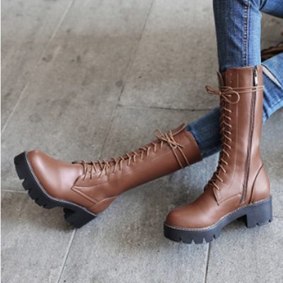 Botas Martin Vintage con Encaje Cruzado - Caña Media Estilo Gótico - Image 10