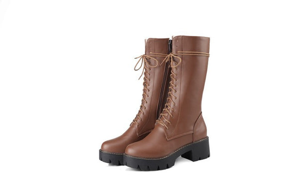 Botas Martin Vintage con Encaje Cruzado - Caña Media Estilo Gótico