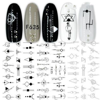 Calcomanías de Uñas Geométricas Floral Blanco y Negro - Image 17