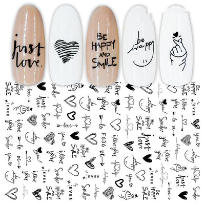 Calcomanías de Uñas Geométricas Floral Blanco y Negro - Image 9