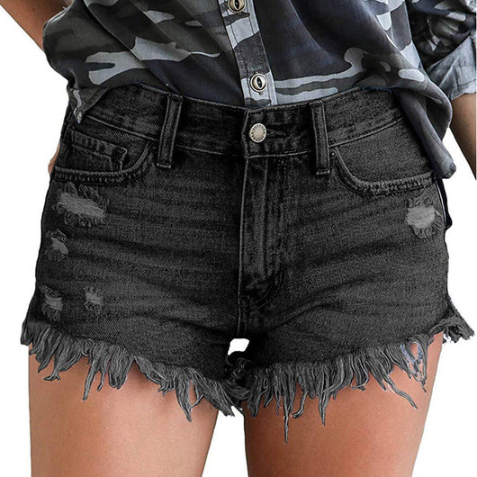 Short de Mezclilla con Flecos para Mujer - Talle Alto y Súper Elástico - Image 13