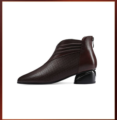 Botas de Tobillo con Cierre de Cremallera y Tacón Grueso para Mujer - Talla Grande - Image 9