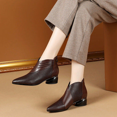 Botas de Tobillo con Cierre de Cremallera y Tacón Grueso para Mujer - Talla Grande - Image 3