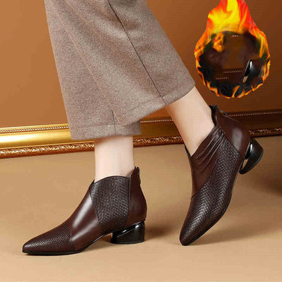 Botas de Tobillo con Cierre de Cremallera y Tacón Grueso para Mujer - Talla Grande - Image 4