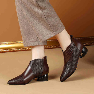 Botas de Tobillo con Cierre de Cremallera y Tacón Grueso para Mujer - Talla Grande - Image 5