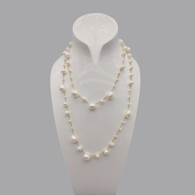Collar Largo de Perlas Barrocas Blancas Tejidas a Mano - Image 14