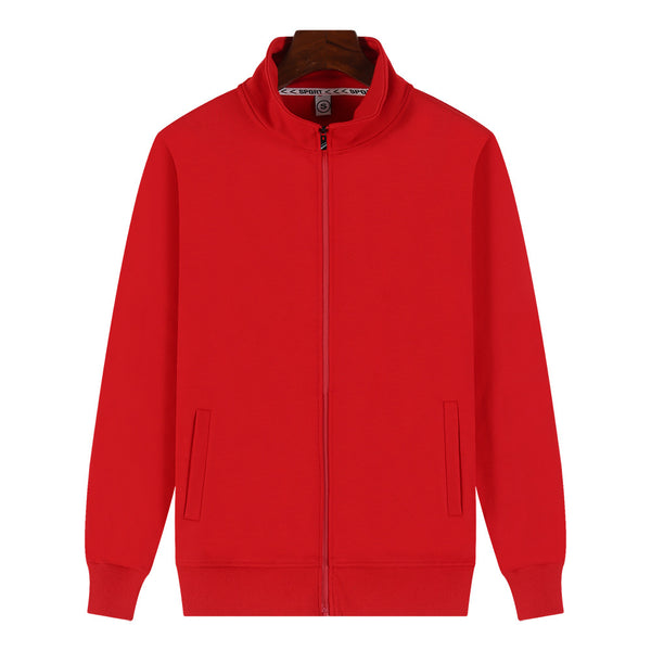 Chaqueta Suéter de Terciopelo Dorado Grabado con Cuello de Pie y Personalización
