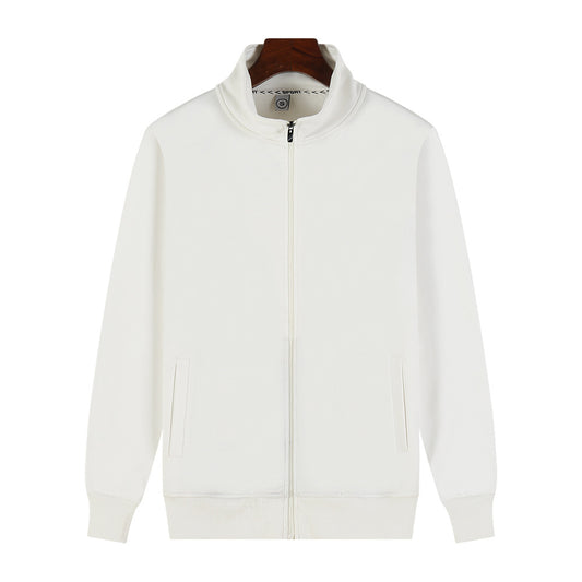 Chaqueta Suéter de Terciopelo Dorado Grabado con Cuello de Pie y Personalización