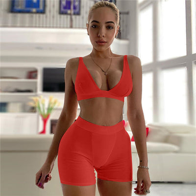 Conjunto Deportivo Yoga Dos Piezas: Chaleco Escote V y Pantalón Capri - Image 17